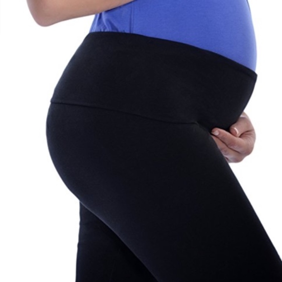 Maternity Leggings Yoga Pants Fold over waist band - Picture 3 of 4